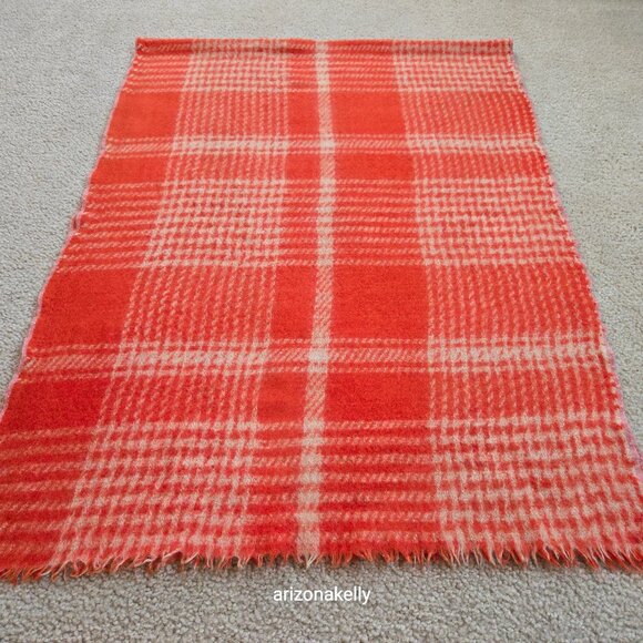 Wool Houndstooth Orange Scarf - Picture 9 of 10